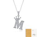 wholesale 925 silver popular 26-letter alphabet necklace for women, stylish and elegant moissanite cross-border collarbone chain-0-43