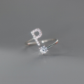 wholesale Metal S925 Silver Nalan Your Name Korean Style Single Diamond 26 English Letters Adjustable Ring J3869-0-20