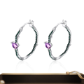 wholesale S925 Sterling Silver Designer Style High-End Earrings with Natural Amethyst Gemstone Inlaid Ear Studs-0-0