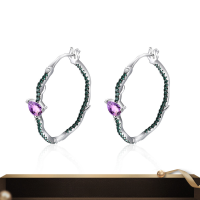 wholesale S925 Sterling Silver Designer Style High-End Earrings with Natural Amethyst Gemstone Inlaid Ear Studs-Natural Peridot Earrings 925 Silver