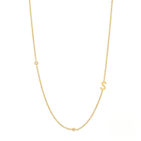 wholesale S925 Sterling Silver Zircon-studded Letter Women's Choker Necklace, Ins Minimalist 26-letter Design-Gold-S 925 Silver