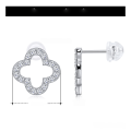 wholesale S925 Sterling Silver Four-Leaf Clover Ear Studs Korean Style Premium Exquisite Lucky Clover Earrings Luxe Minimalist Full Moissanite Ear Accessories-0-5