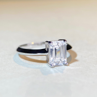wholesale 925 Silver 2-Carat D Color Moissanite Ring Simple Four-Prong Emerald Cut Moissanite T Classic Style Ring Wholesale-CBJZ053-High Carbon Diamond No.7