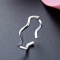 wholesale S925 Sterling Silver Minimalist Smooth Wave-shaped Adjustable Opening Ring, Versatile Fashion Index Finger Ring-0-1