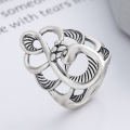wholesale S925 Sterling Silver Retro Antique Phoenix Hollow-Out Wide Luxury Index Finger Ring Ethnic Style Open Adjustable Ring-0-1