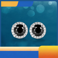 wholesale Metal material, Amazon best-selling hip-hop black moissanite earrings for women, OEM sample or drawing customization, ODM processing-Platinum>925 silver