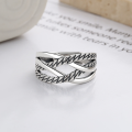 wholesale S925 Sterling Silver Korean Style Hip-Hop Twist Textured Crossover Ring Trendy Sweet and Edgy Index Finger Ring-0-2