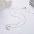 wholesale S925 Sterling Silver Korean Style Cat Eye Brushed Satin Half Pendant Necklace, Creative Internet-Famous Collarbone Chain-0-3