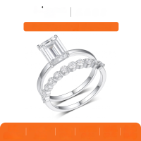 wholesale S925 silver square-cut stone design ring for women, fashionable and versatile wedding ring, hot sale on Ebay-Gold 3 carat (with certificate)  6 US