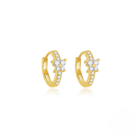 wholesale S925 Sterling Silver Geometric Rectangular Zircon Ear Clips, Small And Versatile U-shaped Hoops With Zircon Accents For An Elegant Look-Gold#1 925 Silver