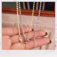 wholesale 18K white gold women's pearl luster starlight chain, fashionable and versatile ultra-sparkling plain gold Italian imported collarbone necklace-18K White>45cm