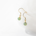 wholesale Sterling Silver Green Round Korean Style Jade Earrings for Women, Summer Ear Accessories G9784-0-1