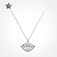 wholesale 925 Sterling Silver Cross-Border European and American Women's Evil Eye Necklace with Colored Zirconia Pendant, Small and Exquisite Luxury Fashion Versatile Neck Accessory-DY190936-SW-CS 925 silver