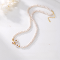 wholesale New minimalist and elegant sterling silver shell plum blossom necklace for women, French retro design freshwater pearl necklace, best-selling-0-1