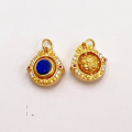 wholesale S925 gold-plated metal, natural lapis lazuli accessories, scattered beads, spacer beads, gaskets, semi-finished products, DIY jewelry, bracelet, necklace accessories-0-7