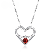 wholesale S925 Sterling Silver New Fashion Minimalist Pomegranate Heart Pendant Choker Necklace for Women Holiday Gift-Thick Silver Platinum>925 Silver