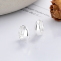 wholesale S925 Sterling Silver Minimalist Smooth Textured Hoop Earrings with Ear Clip, Korean Style INS Niche Light Luxury Versatile Ear Accessories-0-0