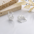 wholesale S925 Sterling Silver Etched Floral Basket-style Ear Clasps, Delicate and Versatile Earrings for a Sweet, Elegant Look-0-1