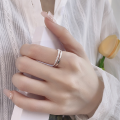 wholesale S925 Sterling Silver Double-Layer Hollow Out Ring Adjustable Korean Luxury Index Finger Ring Same as Xiaohongshu-0-1