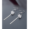 wholesale S925 Sterling Silver Floral Tassel Earrings for Women, Korean Style Fashionable Diamond-Inlaid Elegant Light Luxury Ear Hooks, Cross-Border Supply-0-0