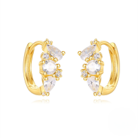 wholesale 925 Sterling Silver Super Sparkling Zircon Inlaid Geometric Light Luxury Ear Hoop Ear Clasp, Popular In Cross-border Sales With An Ins High-end Feel-Gold #6