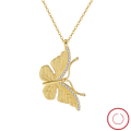 wholesale S925 Sterling Silver 14K Gold Plated Butterfly Zircon Necklace, Stylish Korean Version, Cross-Border Best Seller-0-0