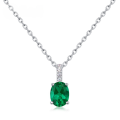 wholesale S925 Silver Vintage Oval Cultured Emerald Pendant Women's Full Gemstone Cross Pendant Necklace for Export Cross-border-0-0