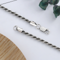 wholesale S925 Sterling Silver Vintage Antique Finish European and American Engraved Twist Chain Choker Necklace DIY Single Pendant Chain-0-3