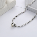 wholesale S925 Sterling Silver Trendy Hip-Hop Unique Pattern with Colorful Square Zirconia Heavy Duty G-Letter Clasp Necklace-0-2