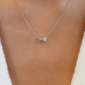 wholesale S925 Sterling Silver Fashion Double Heart Necklace, Women's Zircon Accented Love Collarbone Chain, Popular In Europe And America, Ins Style-0-3