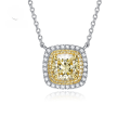wholesale [Electroplated White Gold] Stumu Jewelry New Yellow Diamond 8*8 Fancy Square High Carbon Diamond Electric Gold Necklace Luxurious Micro-Set Pendant for Women-0-0