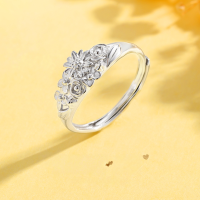 wholesale S925 Sterling Silver Guofeng Blossom Ring for Women, Filigree Luxury High-End Retro Elegant Adjustable Ring Wholesale-Blooming Flowers Open Ring/Approximately 1.71g>JZ016515 sterling silver