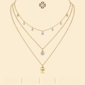 wholesale S925 Silver & Moissanite Cross-Border Hit Layering Necklace, Tarnish-Free, High-End Long Gold Chain, Light Luxury Niche-0-0