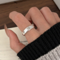 wholesale S925 Sterling Silver Minimalist Open Adjustable Letter Ring for Women, Korean Spring and Summer New Ins Trend Understated Band-0-5