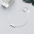 wholesale S925 Silver Cute Heart Bracelet for Women, Japanese Korean Style Minimalist Love Charm Glossy Heart-shaped Jewelry S2349-0-2