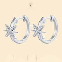 wholesale 925 Sterling Silver Swarovski Star Earrings with Cross-Shaped Shine, High-Quality Hypoallergenic Non-Tarnish Ins Style Earrings-26 Moissanite diamonds &gt; 925 silver