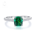 wholesale S925 Sterling Silver New High-Carbon Emerald Green Diamond Ring for Women, Elegant and Skin-Brightening-0-0