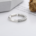 wholesale S925 Sterling Silver Retro Classic Pattern Embossed Möbius Ring with Open-End Design-0-2