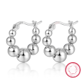 wholesale Sterling Silver S925 Earrings New Arrival Elegant High-end Hoop Geometric Sphere Beaded Earrings for Women Cross-border Exclusive Jewelry-0-6