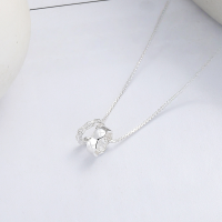 wholesale S925 Sterling Silver Korean Style Minimalist Double Hoop Pendant Necklace, Unique Design, Niche and Versatile-YL550M/approx. 3.7g 925 silver