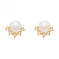 wholesale 10K Gold Yili Jewelry Minimalist Japanese Style Natural Freshwater Pearl Earrings for Women, Versatile for Daily Wear-Milky white 10K