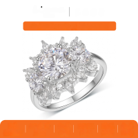 wholesale 925 Silver Floral Design Ring for Women, Elegant and High-End Wedding Ring or Commemorative Gift, Hot Seller on Ebay-Gold 2.0 carat (with certificate)  6 US