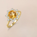 wholesale S925 Sterling Silver Light Luxury Style Candy Color 18 Carat Natural Citrine Gold Ring Customizable-0-0