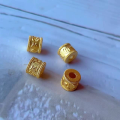 wholesale Gold-Plated S925 Silver Six-Syllable Mantra Barrel Bead Spacer Components for DIY Bracelet Necklace Handmade Knotting Accessories with Large Holes-0-1