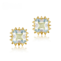 wholesale 925 Silver Japanese Minimalist Sky Blue Topaz Geometric Stud Earrings for Women Wholesale Princess Square Earrings-0-4