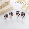 wholesale S925 Sterling Silver Exquisite Bow with Southern Red Agate Ear Clasp, Fresh and Sweet Ethnic Lady Earrings-0-0