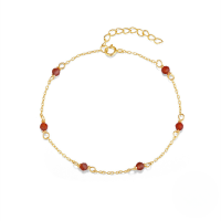wholesale S925 Sterling Silver Agate Beaded Bracelet, Minimalist Handmade French Style Women's Accessory-Gold #1 Ruby &gt; 925 Silver