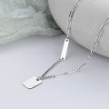 wholesale S925 Sterling Silver Trendy Hip-Hop Style Side Chain Stitched English Phrase Small Square Pendant Necklace-0-0