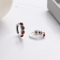 wholesale S925 silver antique vintage ethnic style southern red agate four-bead inlaid design earrings studs commuter style-0-2