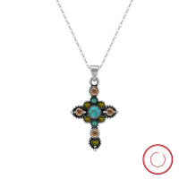 wholesale 925 Sterling Silver Vintage Turquoise Cross Pendant Necklace for Men and Women, Direct from Manufacturer-Silver oxide 925 silver